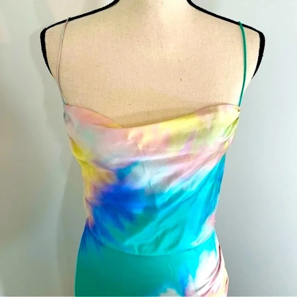 Silk Retrofete Multicolor Tie-Dye Maxi Slip Dress - Picture 4 of 14
